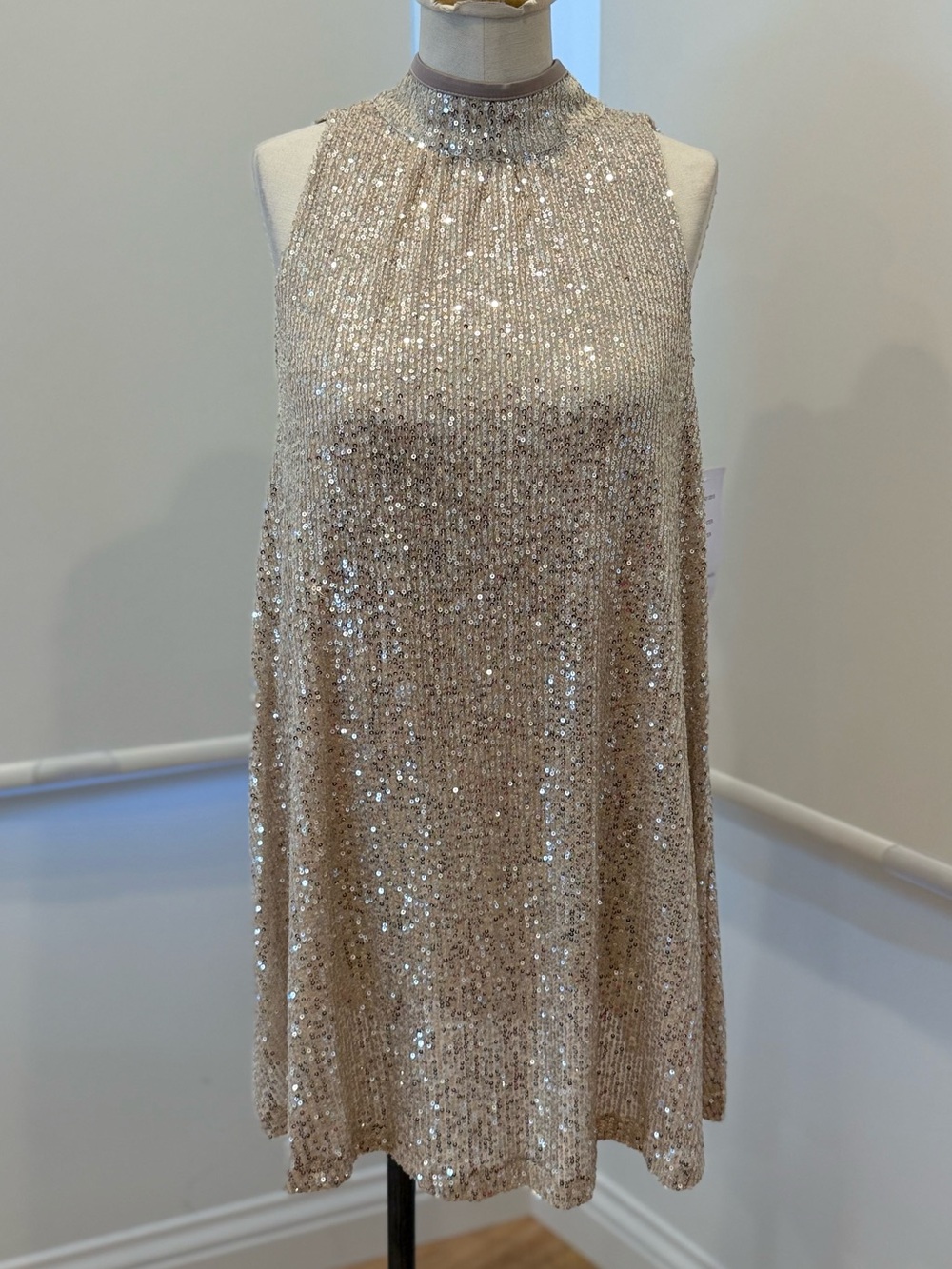 Design History West Sequin Ribbon Halter Dress